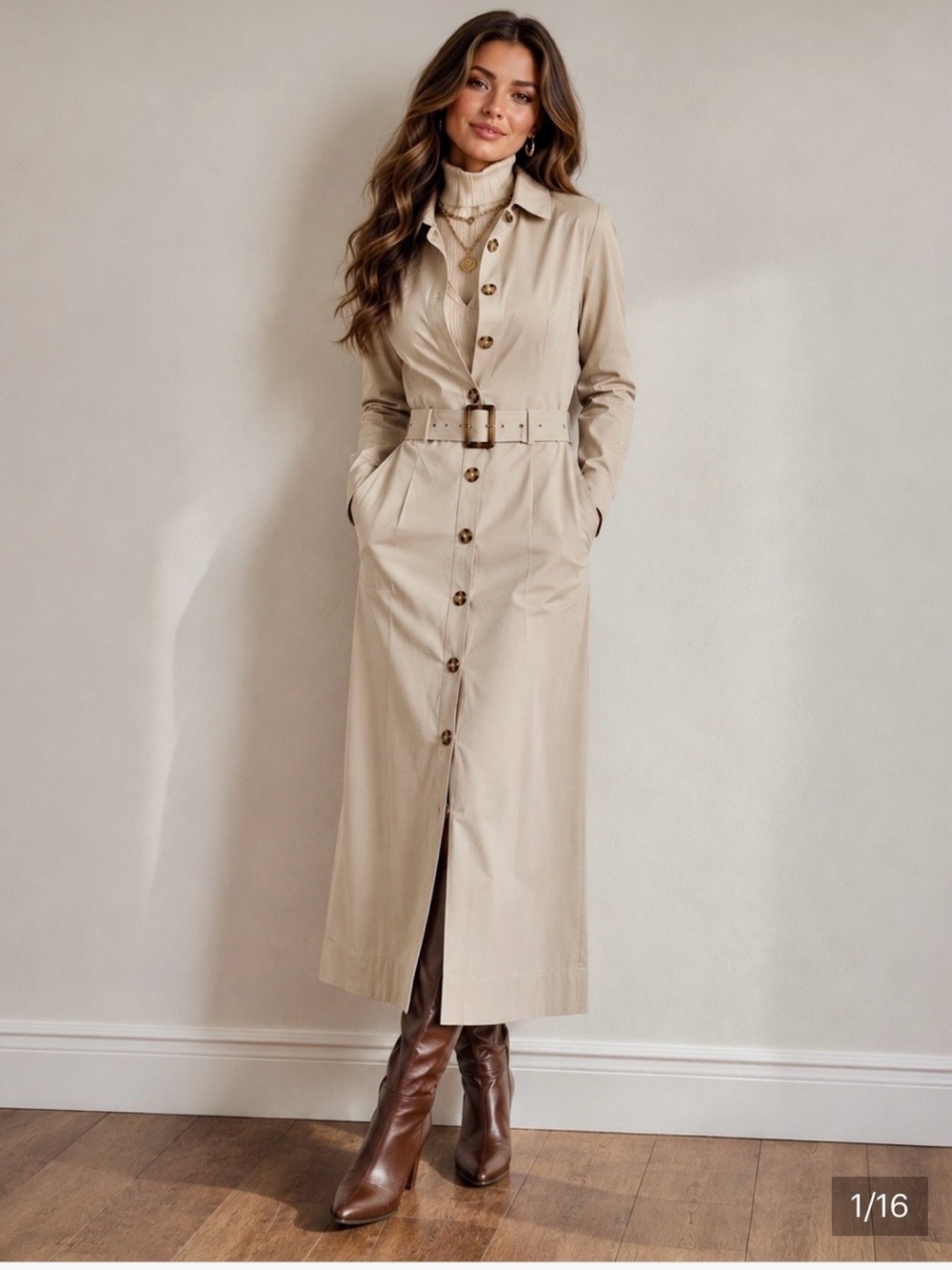 Tuckernuck Chamberlain coat dress in khaki